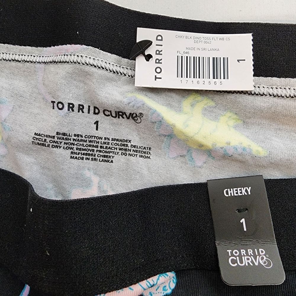 1X 14W 16W Torrid Black Dinosaur Cotton Cheeky Panty Mid Rise Pink T Rex Lingeri - Picture 4 of 6